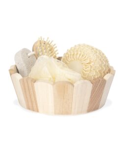 Kit banho corporativo personalizado em cesto de madeira com 4 peças de bem-estar