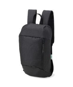 Mochila rpet 9 litros cinza com alças e bolso frontal com zíper.