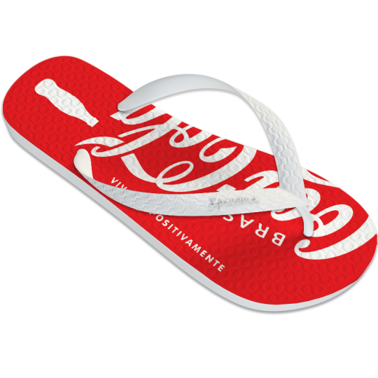 chinelo-personalizado-para-empresas-branco-e-azul Chinelo personalizado para empresas na cor branca, modelo Ipanema, com a tira azul e o logo da L2 Brindes.