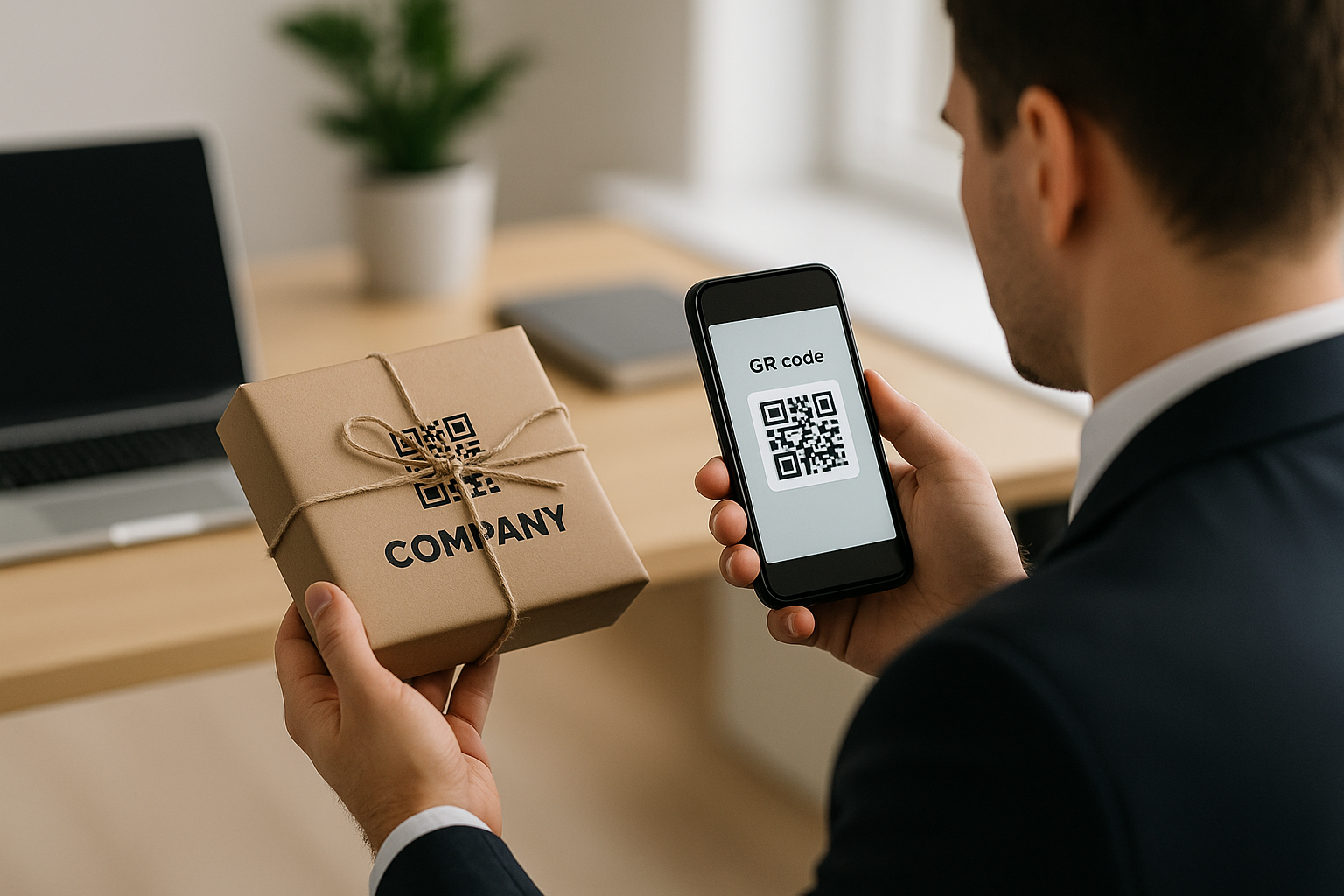 Brinde corporativo com QR code conectando experiência física e digital no marketing interno