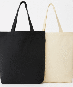 Sacola de algodão personalizada de 300g/m² com amplo espaço para logo, ideal como brinde corporativo sustentável.