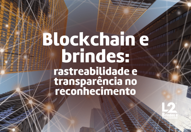 Ilustração de um "certificado de gratidão" digital em formato de token (NFT) sendo transferido para um perfil de colaborador, com uma rede de blocos ao fundo.