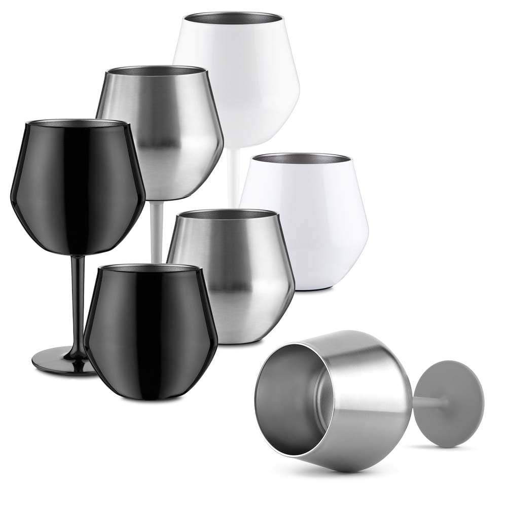 taca-termica-personalizada-para-brindes-corporativos Taça térmica personalizada 2 em 1 nas cores preta, branca e prata, com e sem a haste removível.