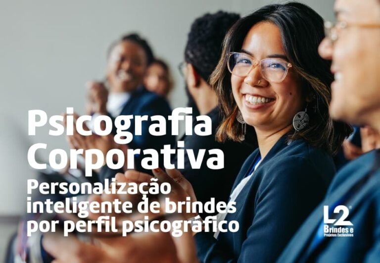 Imagem conceitual sobre psicografia corporativa, mostrando diferentes arquétipos de personalidade conectados através de brindes.